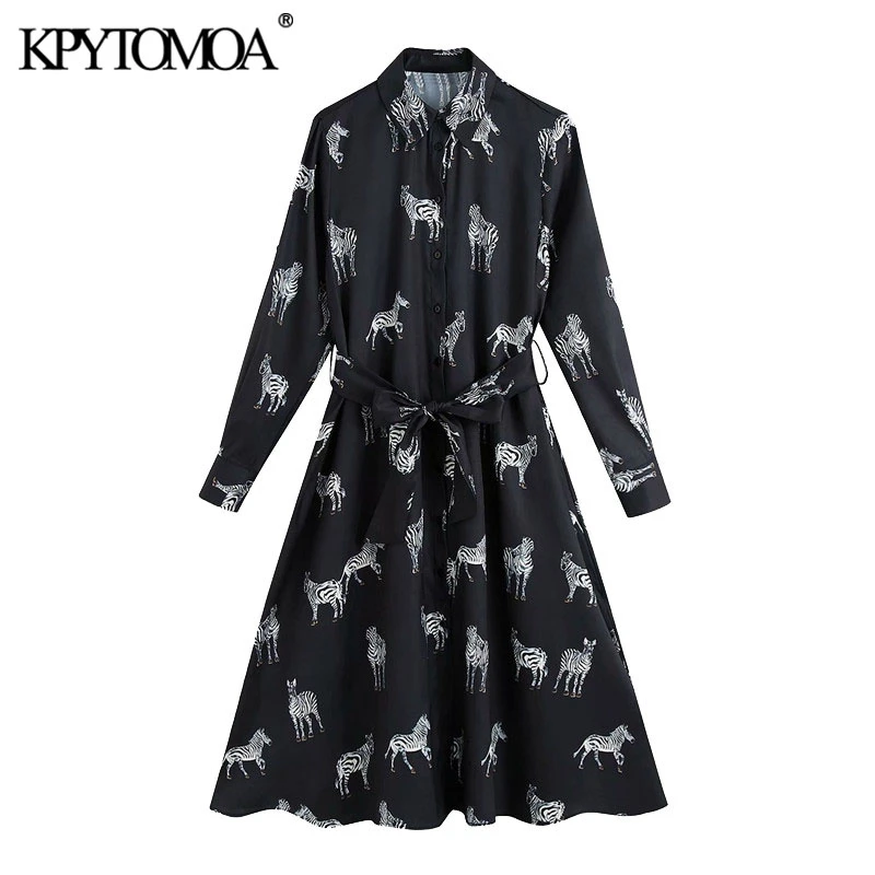 animal print midi shirt dress