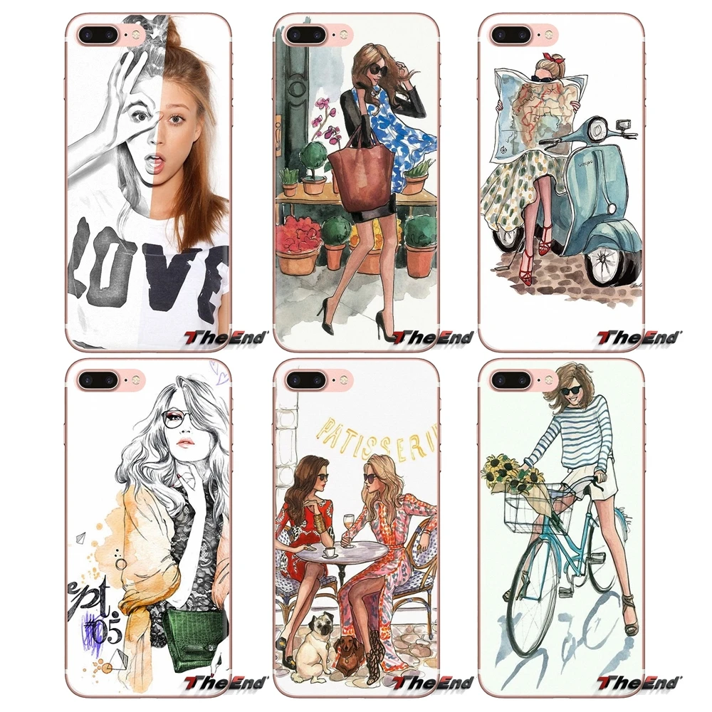 For Sony Xperia Z Z1 Z2 Z3 Z5 compact M2 M4 M5 C4 E3 T3 XA Huawei Mate 7 8 Y3II Soft Silicone Case Paris Girl Travel Relax Beach |