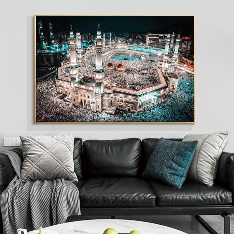 

Canvas Painting Posters and Prints Wall Art Mecca Islamic The Caaba Landscape Prints Wall Decoration for Living Room Cuadros