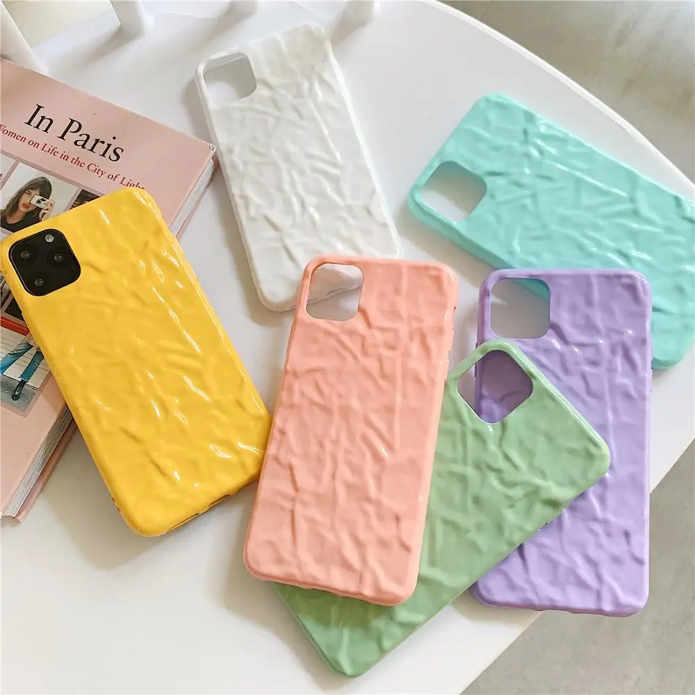 

Irregular Cute Candy Color Foil Phone Case for iPhone 11 Pro XS Max XR X 10 6 6s 7 8 Plus Soft Silicone Plain Back Cover Coques