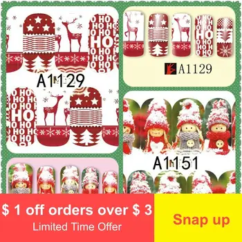 

Water Transfer New Nail Stickers Christmas Environmental Protection Nail Decals Zhang