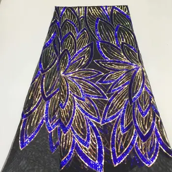 

2019 High Quality Purple African Sequins Lace Fabric French Net Embroidery Tulle Lace Fabric For Nigerian Wedding Party Dress