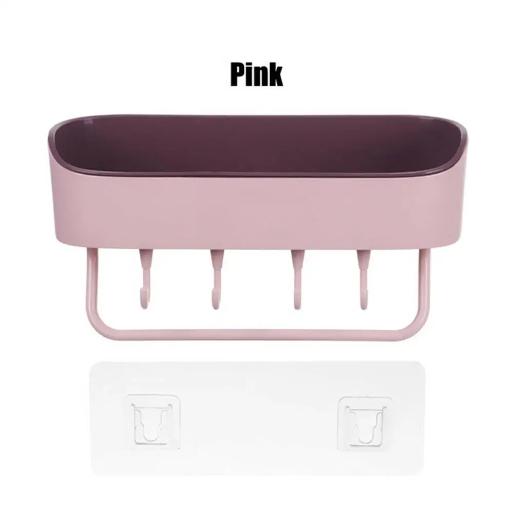 purplepink Multi-function washbasin drain rack kitchen debris can be hung no trace hook bathroom plastic hook - Цвет: purplepink