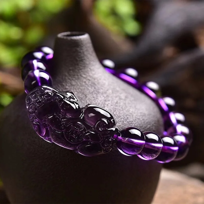 Bracelet Jewelry Feng Shui Wealth Bracelet Amethyst PIXIU Bracelet Crystal Beads Attract Lucky Gift for Man Woman Couple Friend Gifts