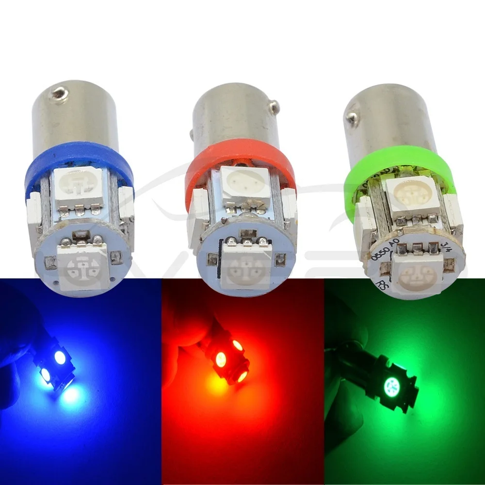 Hviero CAR Led Festoon Dome Door Lights Tail Light Wedge Lamp 5050 5SMD BA9S White Green Blue Yellow T4W Turk Bulb Car Marker Light