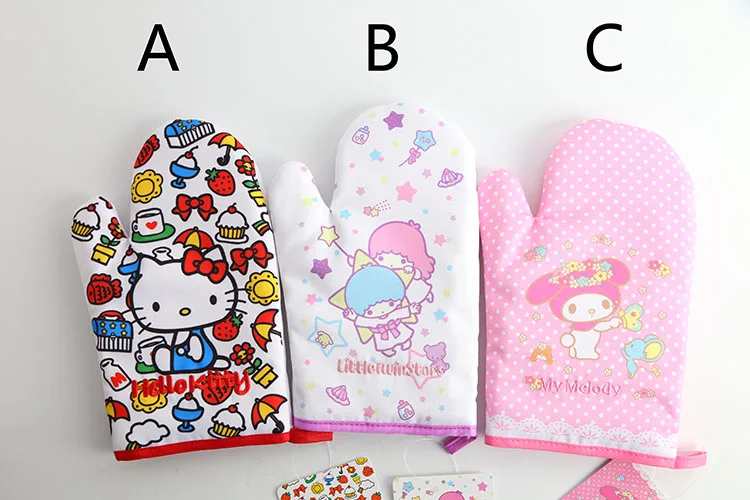 Корейский стиль мультфильм hello kitty Анти-горячие перчатки для выпечки микроволновой печи изоляции перчатки для выпечки Прихватки для духовки перчатки для духовки