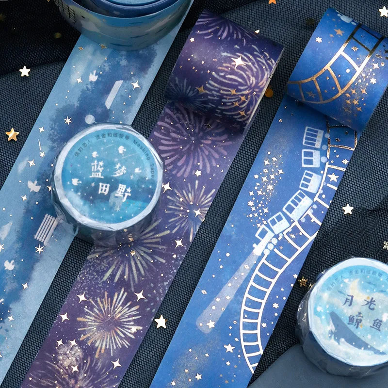 Fantasy Series Washi Masking Tape Cute Blue Whale Bubble Fireworks Crafts Tape Adhesive Tape For Planner Diy Journal Decoration