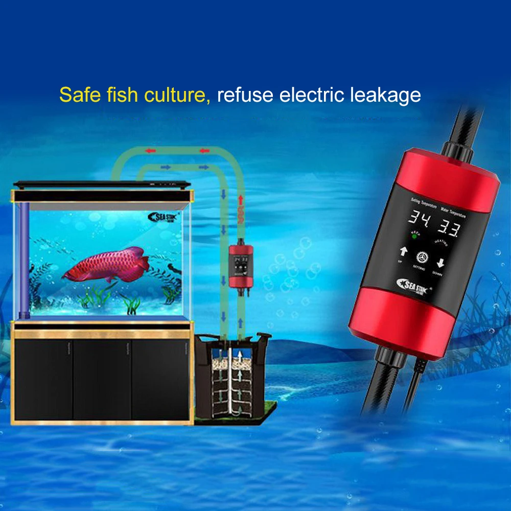 1200W Aquarium External Heater Fish Tank Digital Water Heating Rod Automatic Constant Temperature Control Thermostat 220V