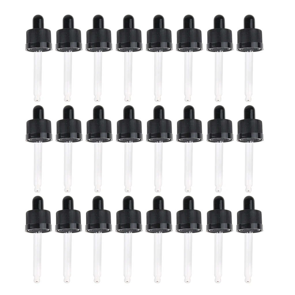 24 pcs Refillable Tamper Seal Glass Eye Dropper Pipette Top for Essential Oil Bottles Make Up Sample