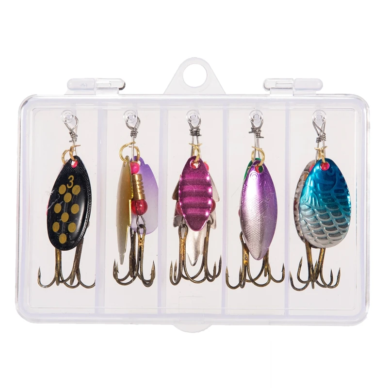 10Pcs Fishing Lure Spinnerbait Lures Kit Spoon Set With Tackle Boxs For Bass Salmon Pike Accessories | Спорт и развлечения