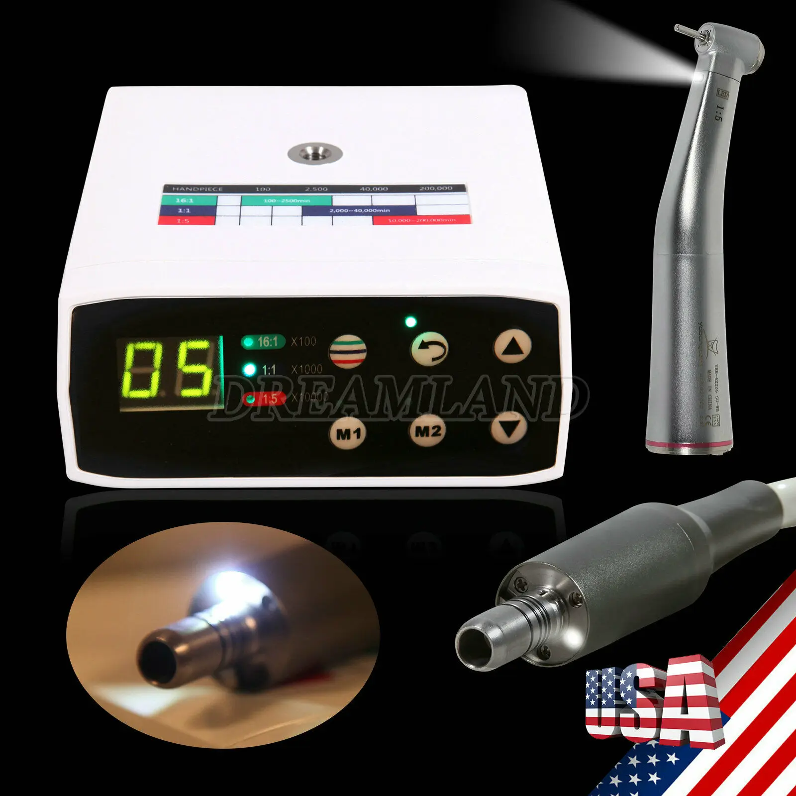  NSK Style Dental Brushless LED Electric Micro Motor 1:5 Increasing Handpiece - 4000051922166