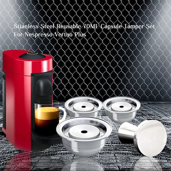 

Stainless Steel Refillable Nespresso Vertuo Plus Capsule 70ml Vertuoline & Delonghi ENV150 Reusable Nespresso Vertuoline Pods