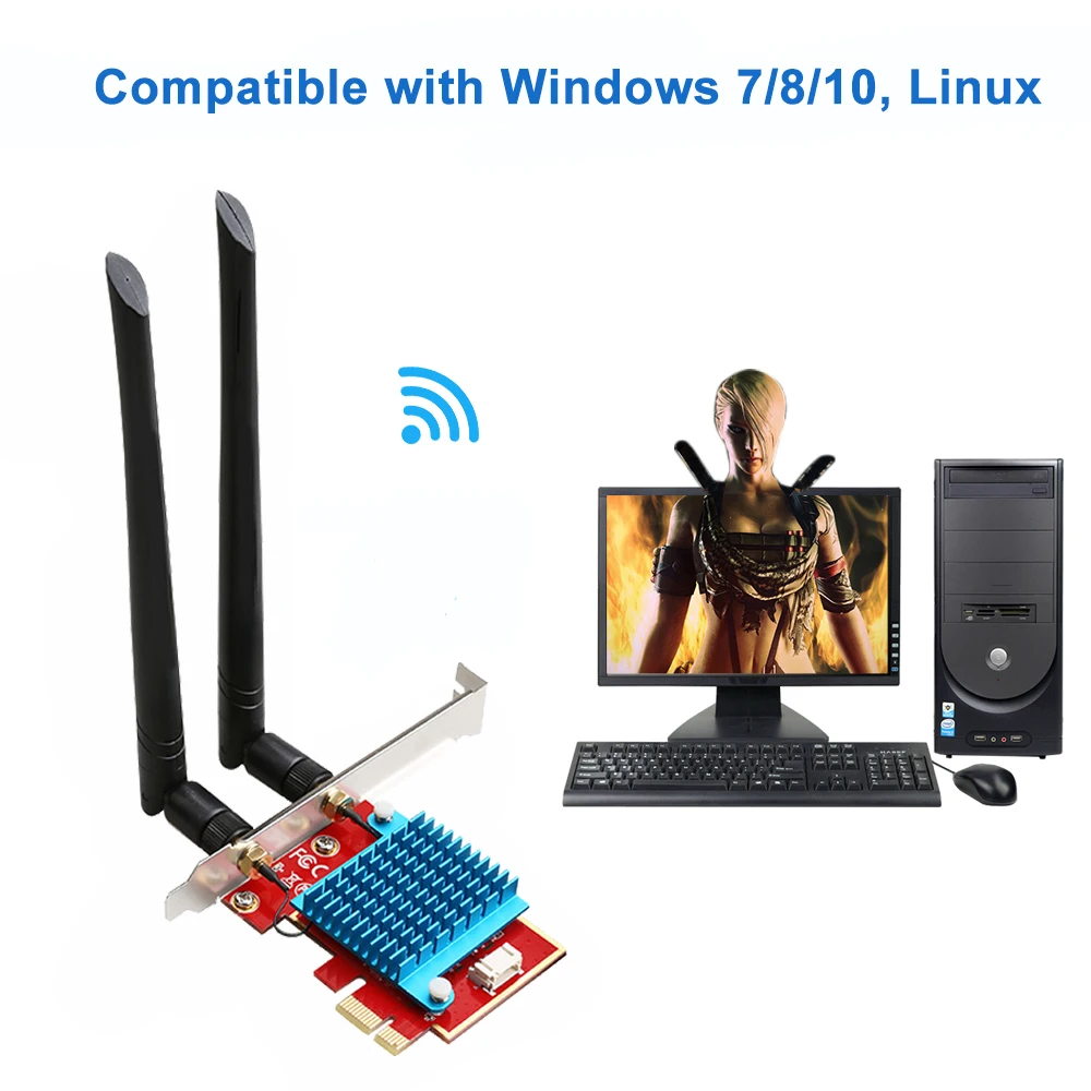 wifi card 1200Mbps Wireless PCI-e Adapter 802.11ac Bluetooth 4.0 With Intel Wifi Card 2.4G/5GHz Desktop PCI Express Adapter For Windows wireless card for pc