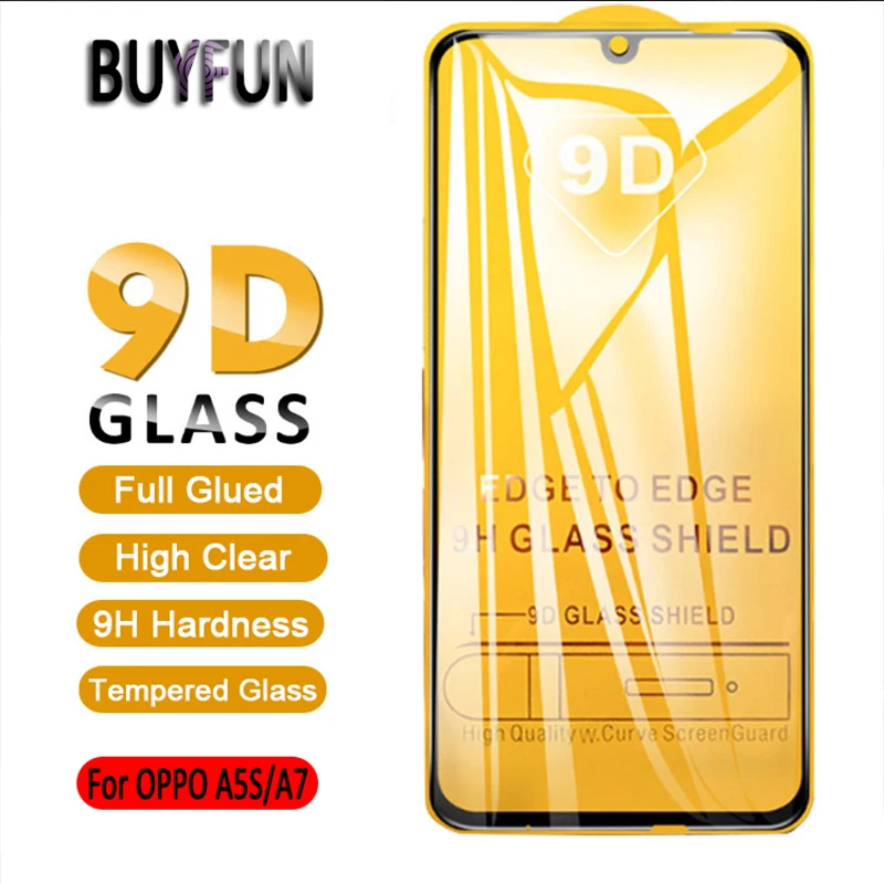 

9D Full Glue Tempered Glass For OPPO A5s Protective Glass For OPPO A7 A 7 A 5s A5 s Screen Protector 9H Hardness Full Cover Film