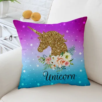

Pillow Case Creative Funny Decoration For Car Unicorn Series Colorful Printing Cushion Case Home Sofa Room Decor Cushion Cover