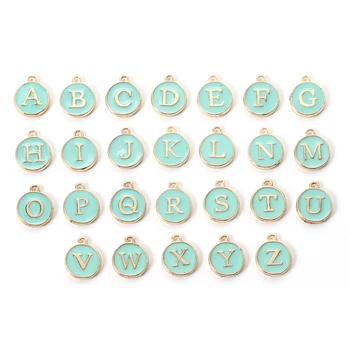 

26pcs Alphabet Letter Double Face Enamel Charms Gold Color 41*24mm Pendants Jewelry Making Handmade Craft