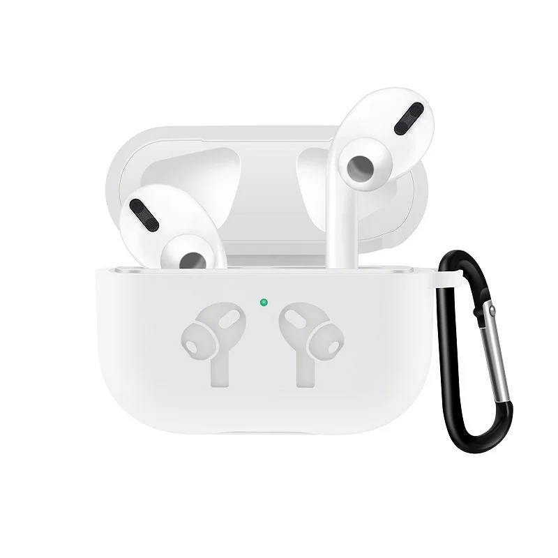 Белый Роскошный мягкий силиконовый чехол для Airpods Pro Airpods3, противоударные защитные сумки с крючком, брелок для AirPods 3, чехол для наушников - Цвет: Белый