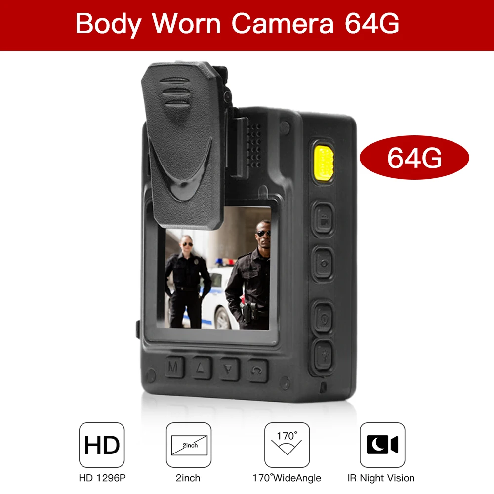 Body Worn Camera HD 1296P Security Video IR Night Built in 64GB 170 lens DVR Cam Wearable ipcam | Безопасность и защита