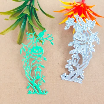 

Halloween tree monster tree demon freak pumpkin head bird decorative metal cutting die cutting tool stamping die new paper jam