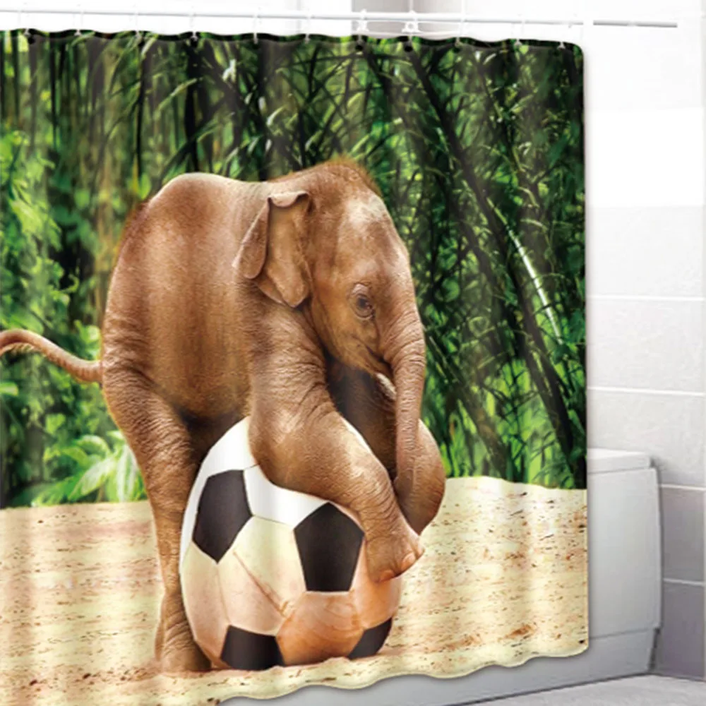 Home Decorative Shower Curtain 3D Elephant Pattern Bathroom Decor Curtains Cartoon Shower curtains With Hooks Bathroom Curtain