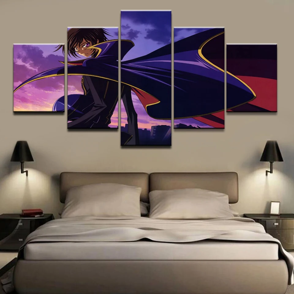 Canvas Modern Pictures Home Decoration 5 Pieces Code Geass Paintings Wall Art Hd Prints Anime Poster Modular Living Room Framed | Дом и сад