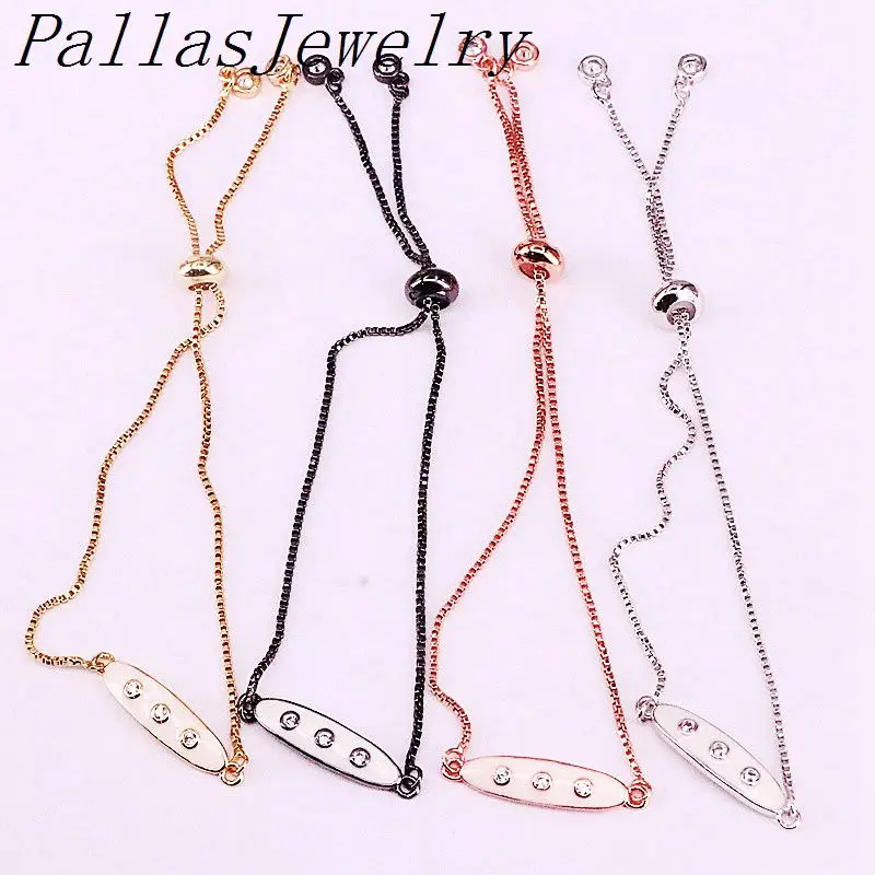 10 шт элегантные модные браслеты CZ микро проложить белый Эмаль длинный Овальный Ювелирные изделия цепи браслеты