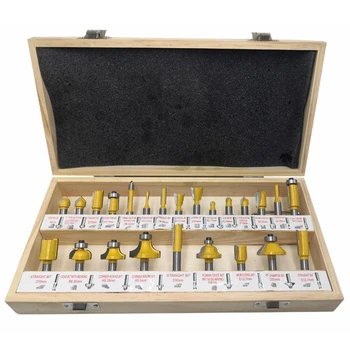 

24PCS 8mm Shank DIY Woodworking Router Bits Set Milling Cutter for Wood Flush Straight Chamfer Trimming Engraving Tool