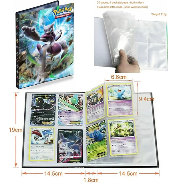 240pcs Album Pokemon Playing Game Card Holder Binder Cartoon Anime Map Card Book Folder Loaded List Collection Kids Boy Toy Gift 3