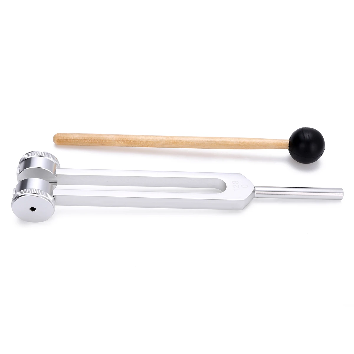 1pcs 128HZ Aluminum Alloy Silver Tuning Fork Chakra Hammer Ball Diagnostic Set Health Care Therapy Medical Tools