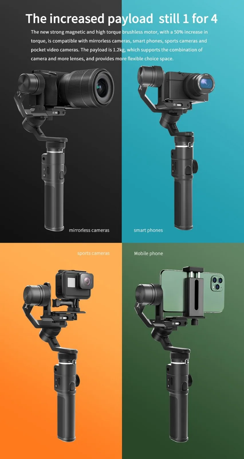 Feiyu G6 Max 3-осевой переносной карданный стабилизатор для Камера sony a7 series для Gopro 8/7/6/5 беззеркальных экшн Камера смартфон
