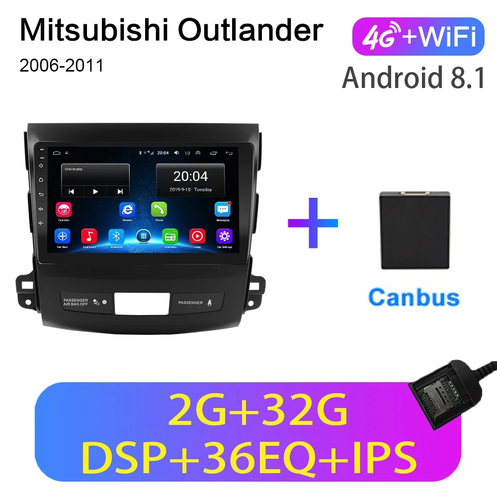 4G-WIFI 2G-32G 2G+ 32G 9 дюймов 2din Android 8,1 GO Автомобиль Радио DVD плеер для Mitsubishi Outlander XL/Peugeot4007 2006-2011 автомобиль радио gps WI-FI - Цвет: 4G-WIFI 2G-32G