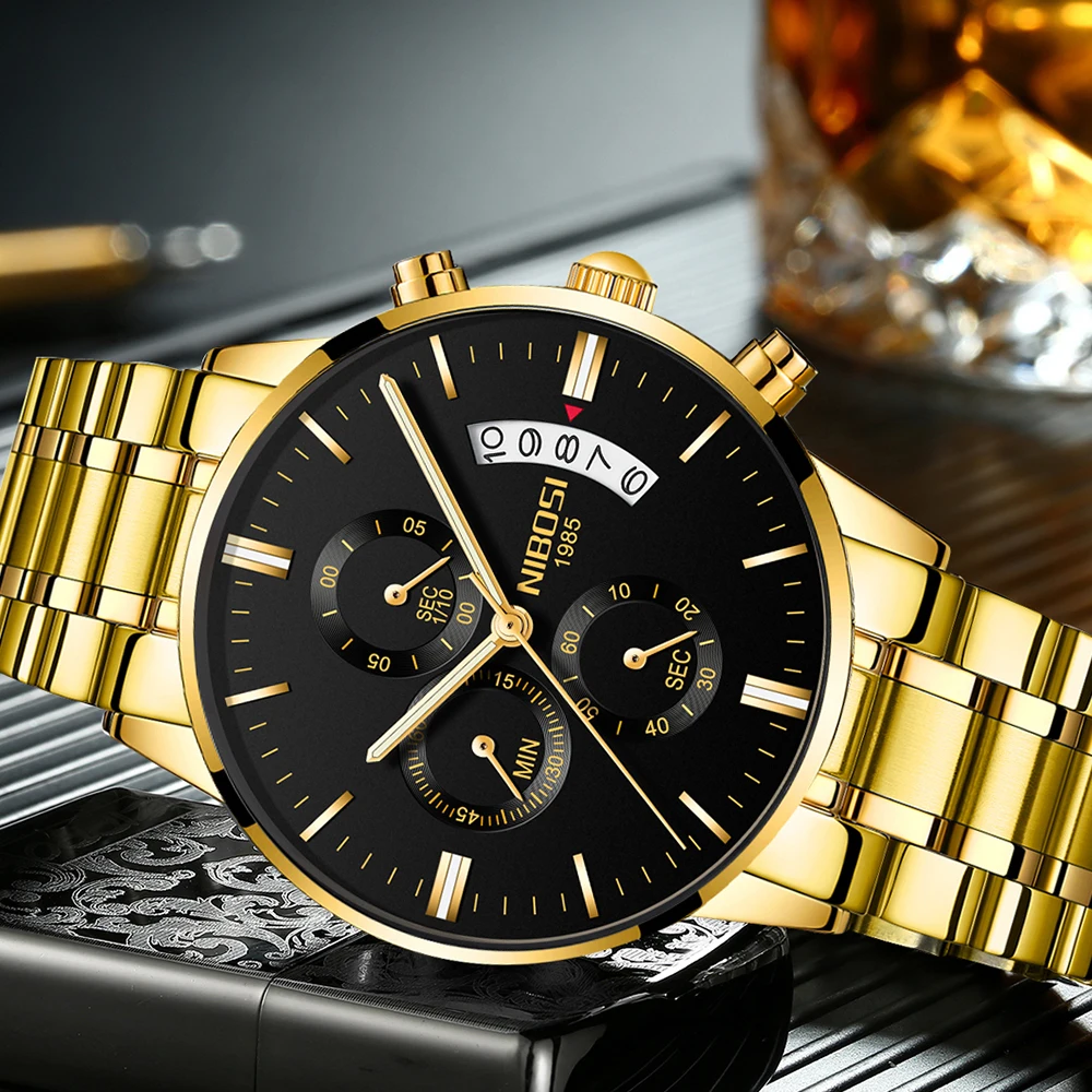 NIBOSI Relogio Masculino Luxury Men Watches Top Brand Men's Quartz Clock Waterproof Sports Chronograph Wristwatches Montre Homme