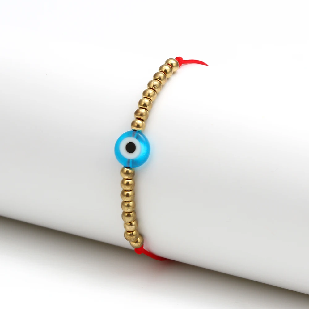 Wish Card Lucky Blue Evil Eye браслеты для женщин и мужчин регулируемый ручной работы красная веревка медный бисерный тканый браслет ювелирные изделия EY6478