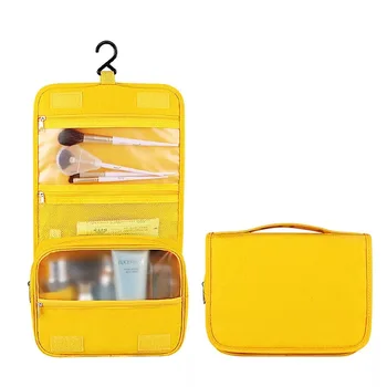 

2020 New Brand Women OL Business Korea Cosmetic Bag Zipper Solid Hanging Large Storage Handle Travel Cosmetic Bag Organizer