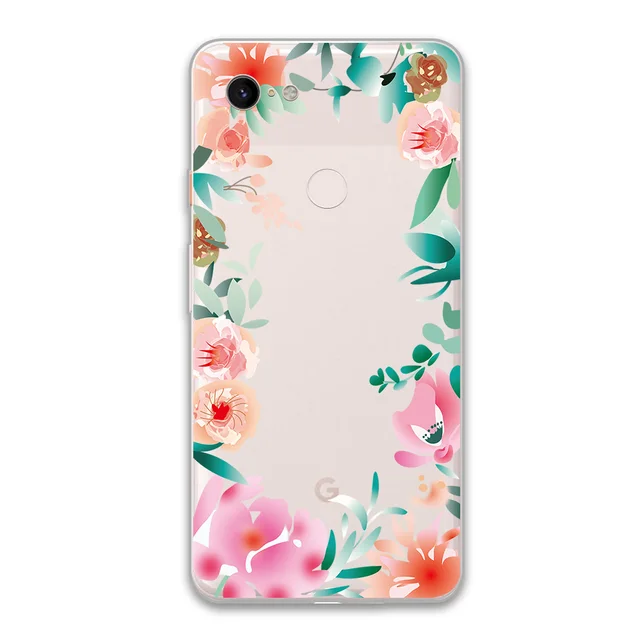 Floral Flower Case For Google Pixel 4 5 3 2 XL Cover for Pixel 3a 4a XL 5G Soft Silicone TPU Shockproof Protect Phone Back Funda W3633