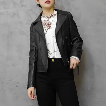 

2020 Women Spring Genuine Real Sheep Leather Jacket W14