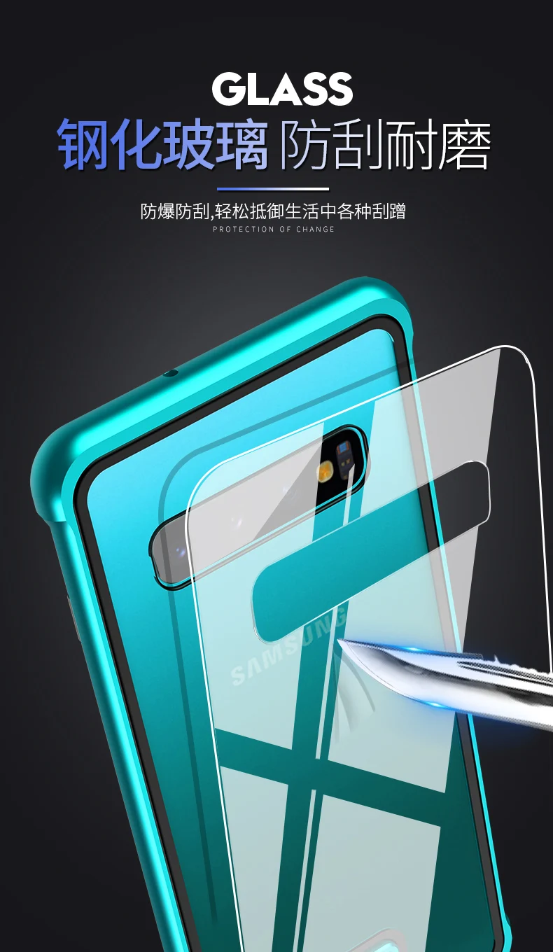 Для samsung Galaxy s 10 Plus чехол Роскошный Алюминиевый металлический бампер рамка Броня защитный чехол из закаленного стекла для телефона крышка