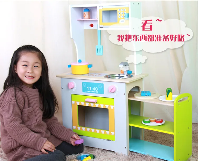 Деревянная игрушечная плита для детей, игрушечный домик, модель кухонной утвари для девочек и мальчиков