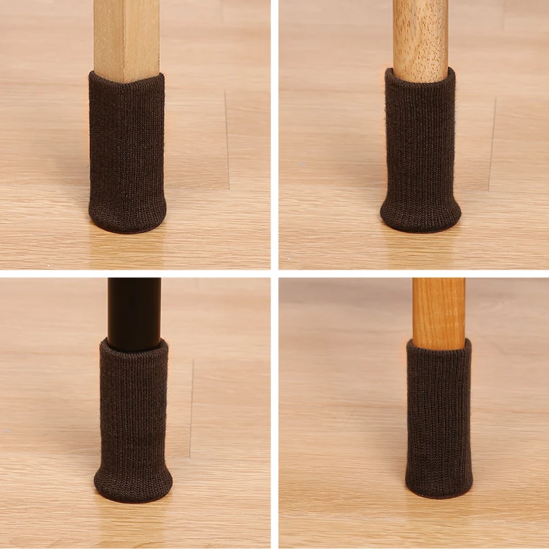 Knitted Table Chair Leg Socks Caps Sofa Stool Leg Cover Non Slip Furniture Feet Pads Hardwood Floor Protector Reduce Noise