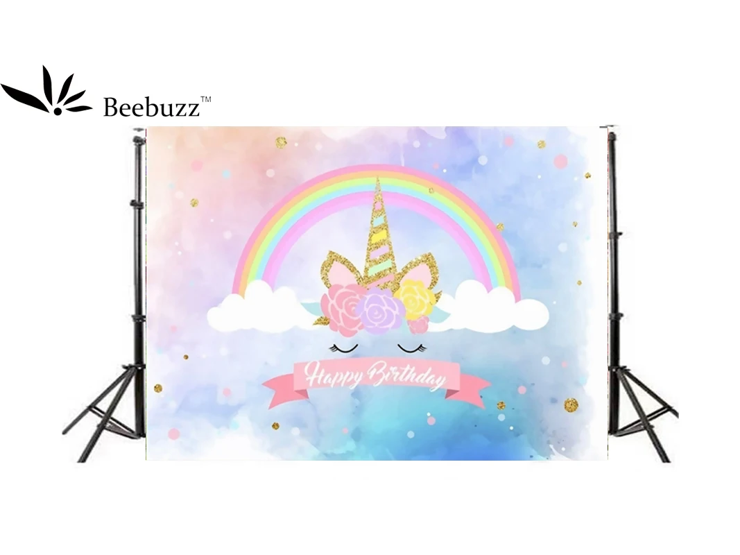 

Beebuzz Photo Background Rainbow Color Unicorn Birthday Celebration Photograph Backdrop