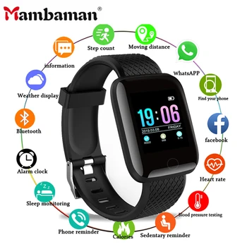 

D13 smartwatch men Bracelet Heart Rate Tracker Pedometers Blood Pressure IP67 Waterproof 116 Plus Wirstband For IOS Androd A2
