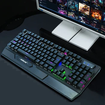 

RX-902 Real Mechanical Keyboard USB Backlit Wired Game Keyboard Blue Switch 104 Key Office Game Entertainment