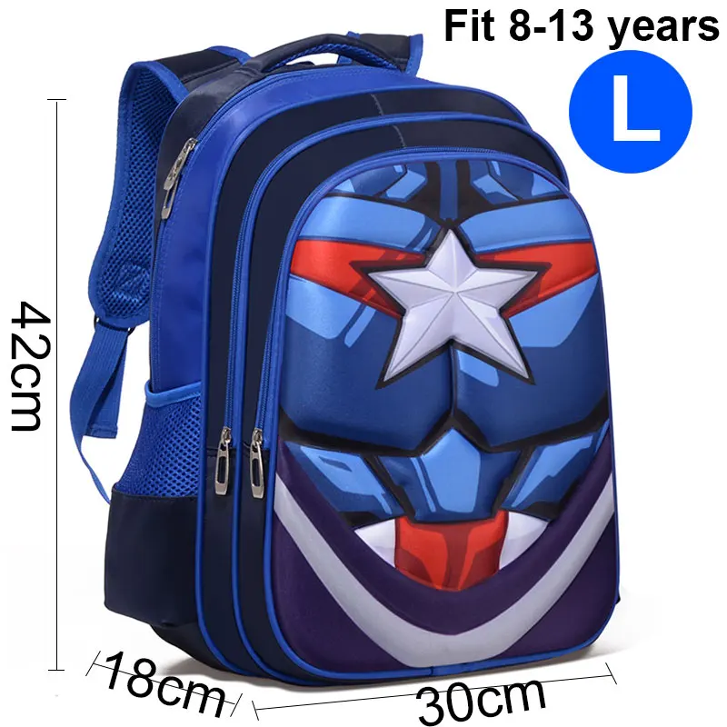 Blue L Captain C MARVEL 3D человек-паук Капитан Америка Железный человек детский сад школьная сумка Подростковая детская Студенческая рюкзаки - Цвет: Blue L Captain C