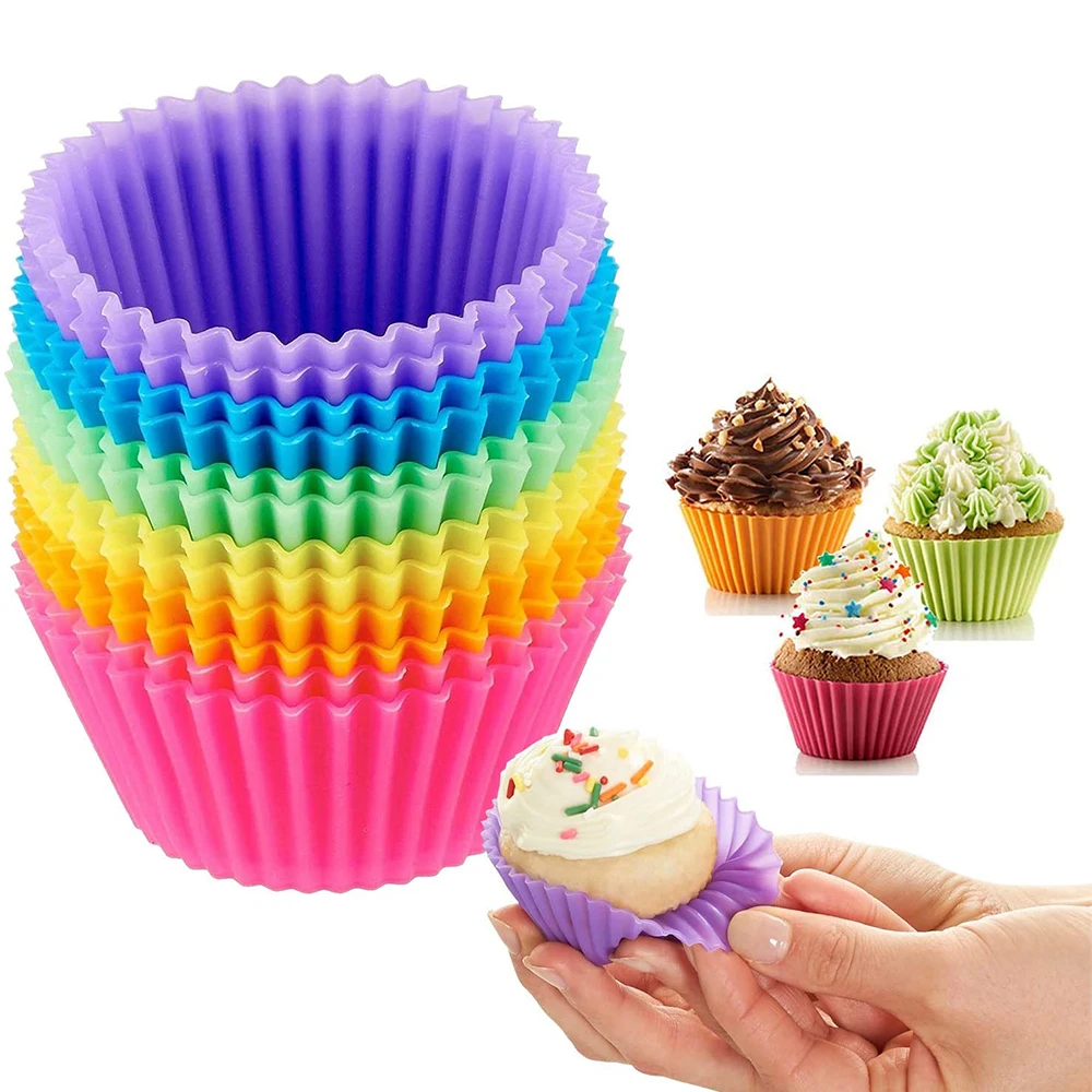 Moule à Cupcake en Silicone, ustensiles de cuisson, doublure de Cupcake  réutilisable, moules antiadhésifs, ustensiles de cuisine, 12 pièces -  AliExpress