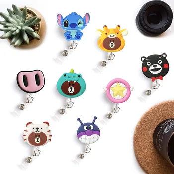 

Wholesales 50pcs/lot Cartoon Retractable Badge Holder lanyards Pull Reel ID Name Tag Card student Nurse Card Holder Kids Reels