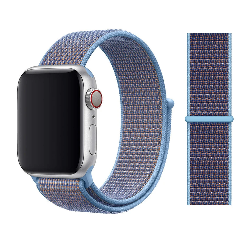 Нейлоновый ремешок для apple watch группа 4/5 44 мм/40 мм, correa apple watch 3 42 мм/38 мм iwatch серии 5/4/3/2 разноцветный коннектор ремешок для часов - Цвет ремешка: NEW Cerulean
