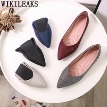 Блестящие туфли на плоской подошве с острым носком; женская обувь без застежки; роскошная дизайнерская обувь для женщин; большие размеры 43; Женская обувь в Корейском стиле; buty damski