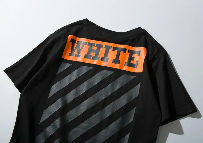 Косая полоска 19SS Off-White OW унисекс для мужчин и женщин пара влюбленных моделей хлопок Повседневная мода короткий рукав круглый вырез Футболка