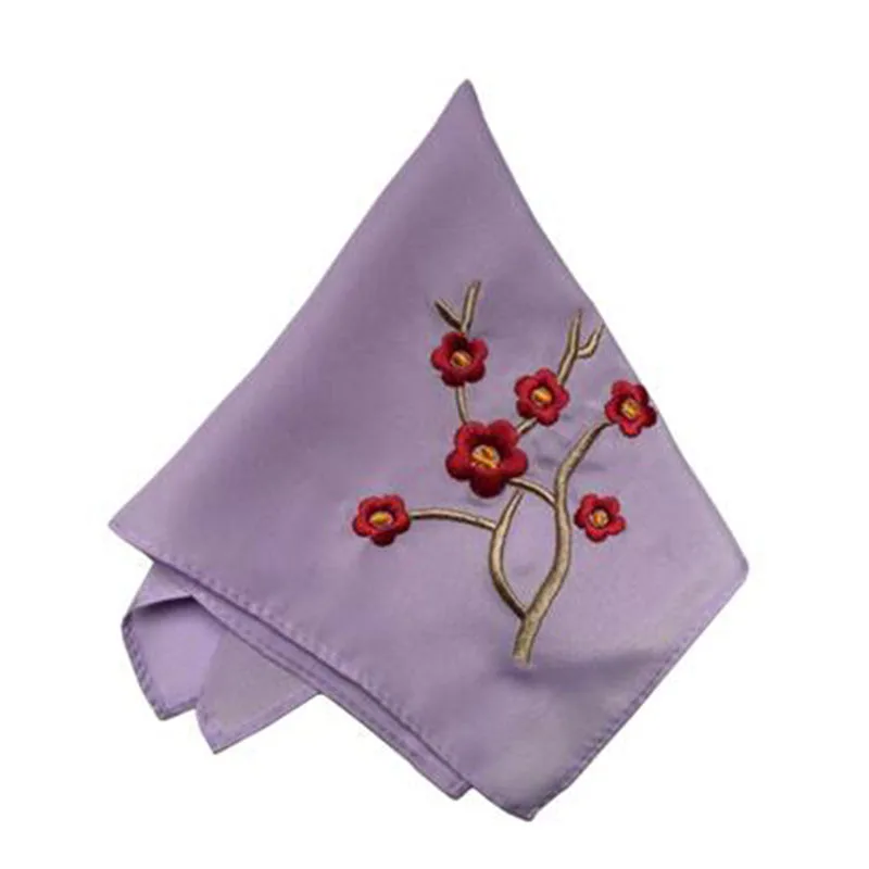 

26CM Hot Silk Square Handkerchief Embroidered Face Hand Tea Cooling Towels Women Children Lace Men Ladies Hanky Wedding Gift