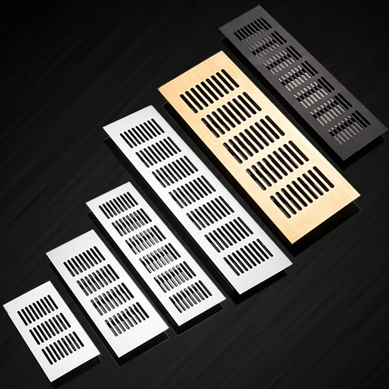 Uxcell 4pcs Aluminum Alloy Ventilation Grilles - 8.86x1.97 Inch Rectangle Air Vent Cover For Cabinet, Wardrobe - View #10